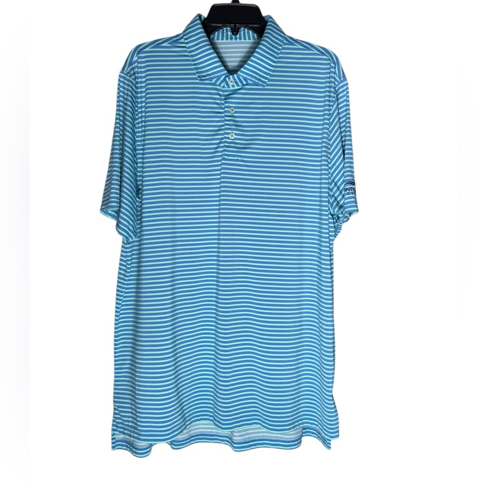 B Draddy Sport Golf polo shirt men’s size XL Performance Blue stripes Preppy